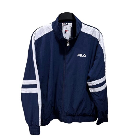 FILA Womens Plus Size 1X Jovia Navy Blue White Zip-Front Logo Track Jacket NWT - Picture 1 of 5